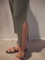 Khaki Green Jersey Twist T-Shirt Summer Dress - Image 5 of 8