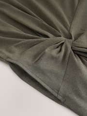 Khaki Green Jersey Twist T-Shirt Summer Dress - Image 8 of 8