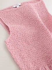 Pink/White Shirred Peplum Top - Image 8 of 9