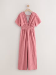 Pink Sleeved Wide Leg Jumpsuit - Image 7 of 10