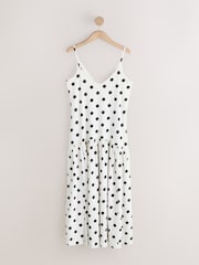 Polka Dot Monochrome Dropped Waist Strappy Jersey Dress - Image 1 of 3
