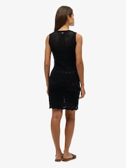 Superdry Black 100% Cotton Crochet Mini Dress - Image 2 of 5
