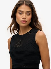 Superdry Black 100% Cotton Crochet Mini Dress - Image 4 of 5