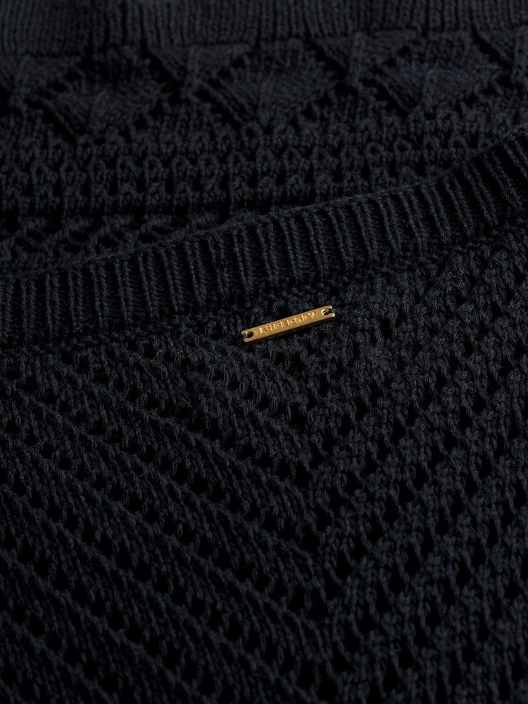 Superdry Black 100% Cotton Crochet Mini Dress - Image 5 of 5
