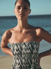 Black/White Bandeau Jersey Midi Dress With Detachable Straps - Image 4 of 7