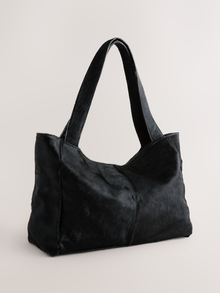 Nothing Ordinary Black Cowhide Oversized Shopper Bag - Image 2 of 5