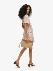 Superdry Cream Short Sleeve Printed Mini Wrap Dress - Image 3 of 5