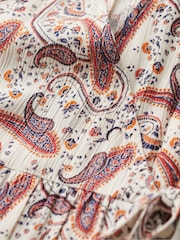 Superdry Cream Short Sleeve Printed Mini Wrap Dress - Image 5 of 5