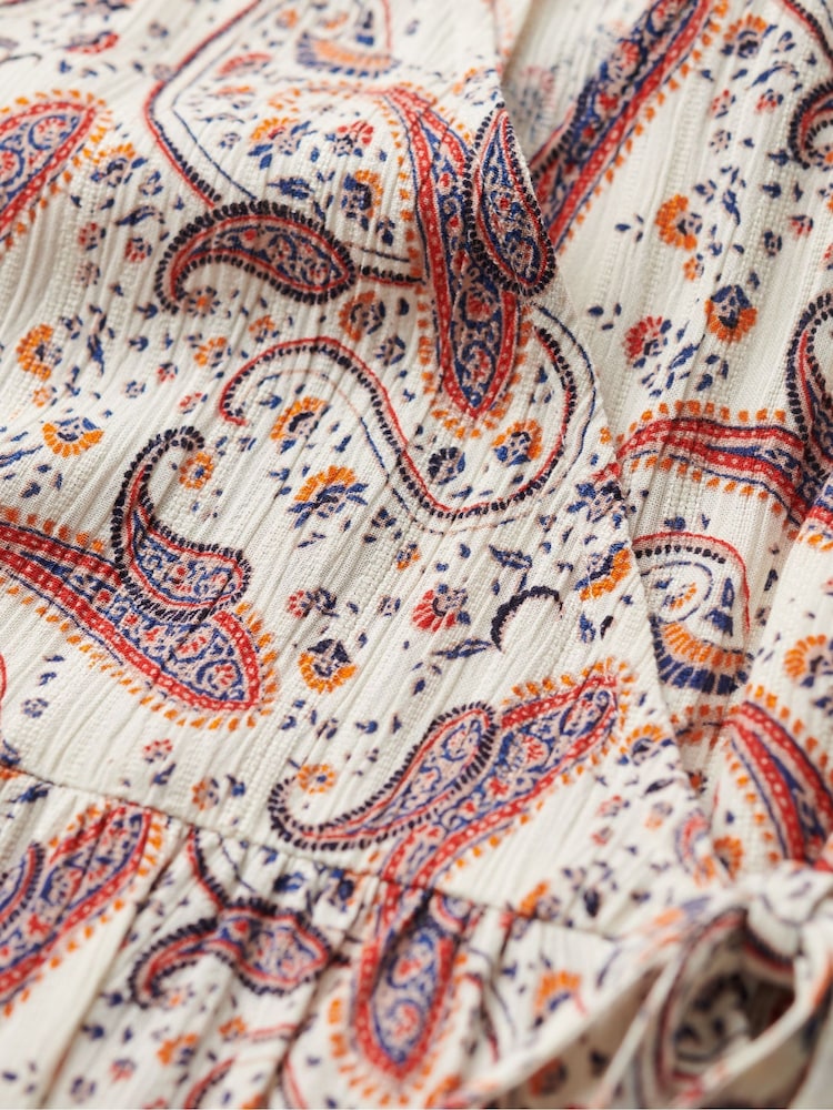 Superdry Cream Short Sleeve Printed Mini Wrap Dress - Image 5 of 5 Superdry Cream Short Sleeve Printed Mini Wrap Dress - Image 5 of 5