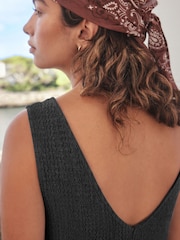 Black Textured Jersey Slip Dress - Image 4 of 7