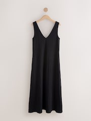Black Textured Jersey Slip Dress - Image 5 of 7