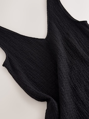 Black Textured Jersey Slip Dress - Image 6 of 7