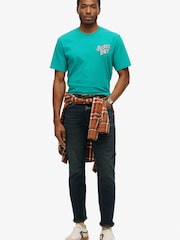 Superdry Blue Loose 100% Cotton Outdoor Narrative T-Shirt - Image 1 of 3