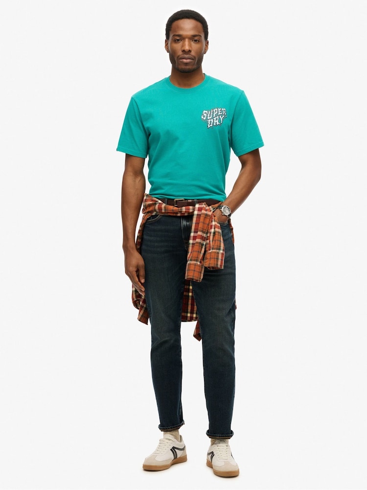 Superdry Blue Loose 100% Cotton Outdoor Narrative T-Shirt - Image 2 of 3