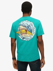 Superdry Blue Loose 100% Cotton Outdoor Narrative T-Shirt - Image 3 of 3