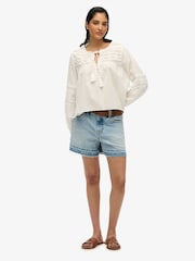 Superdry White 100% Cotton Ibiza Lace Blouse - Image 1 of 3