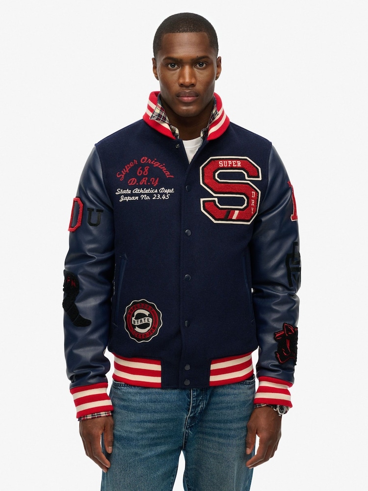 Cazadora de aviador con parche de estilo universitario de Superdry - Imagen 1 de 4