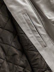Grey Faux Nubuck Racer Jacket - Image 11 of 13