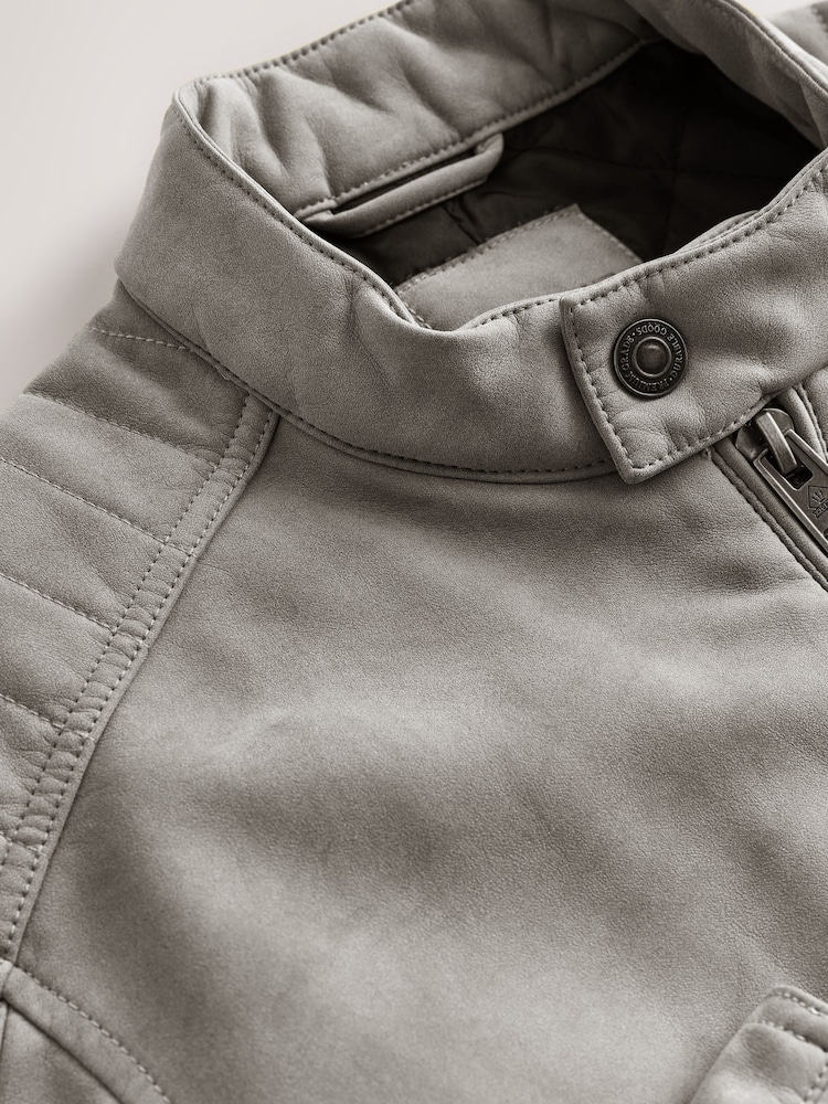 Grey Faux Nubuck Racer Jacket - Image 13 of 13