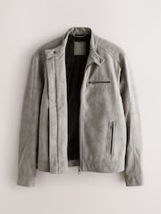 Grau - Faux-Nubuk-Racerjacke - Bild 2 von 5