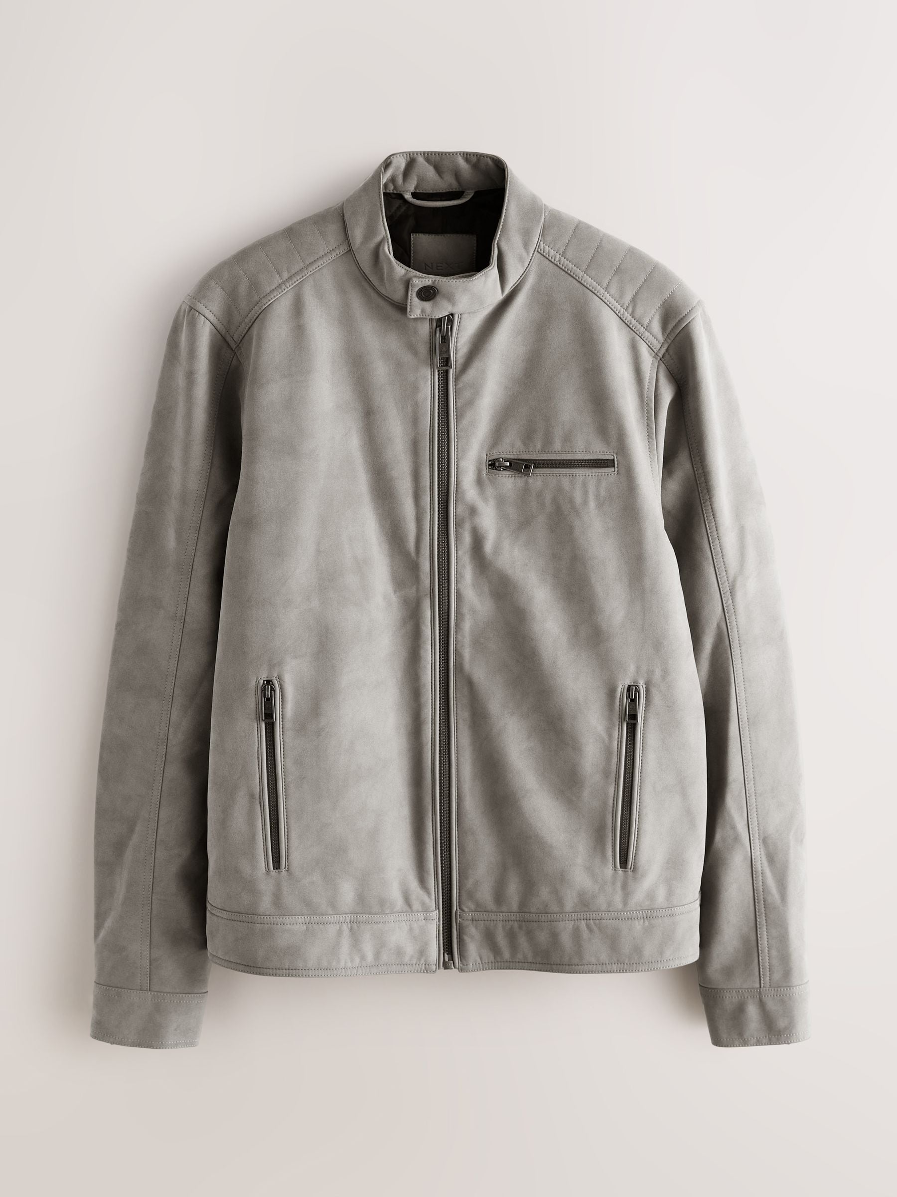 Buy Grey Faux Nubuck Racer Jacket from the Next UK online shop