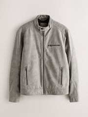 Grey Faux Nubuck Racer Jacket - Image 9 of 13