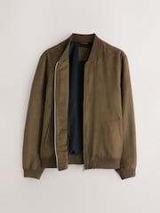 Tan Brown Faux Suede Bomber Jacket - Image 8 of 11