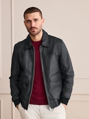 Black Signature Leather Patch Pocket Jacket - Image 1 of 12