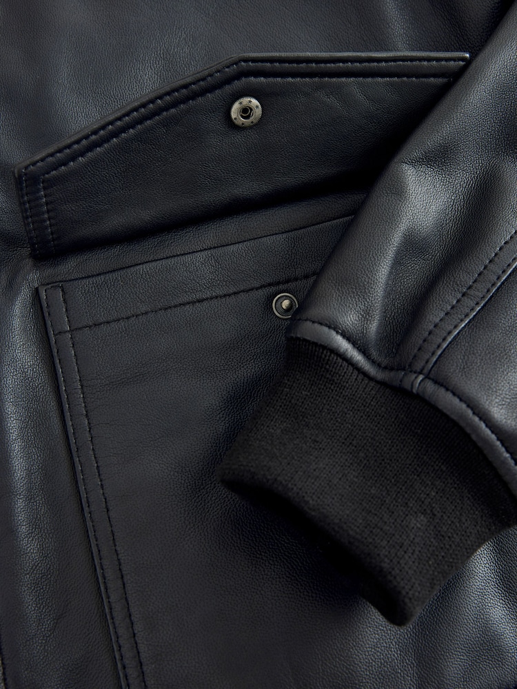 Black Signature Leather Patch Pocket Jacket - Image 12 of 12