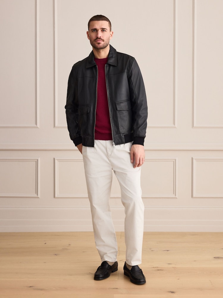 Black Signature Leather Patch Pocket Jacket - Image 2 of 12