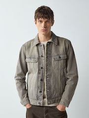 Szary - Denim Button Through Jacket - Obraz 1 z 10