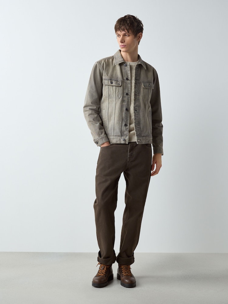 Szary - Denim Button Through Jacket - Obraz 2 z 10