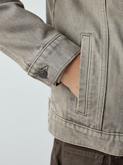 Szary - Denim Button Through Jacket - Obraz 5 z 10