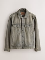 Szary - Denim Button Through Jacket - Obraz 6 z 10