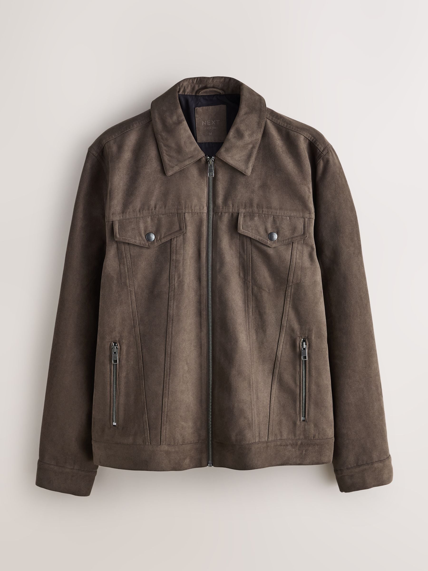 Buy Dark Stone Faux Suede Western Zip Through Jacket from Next USA