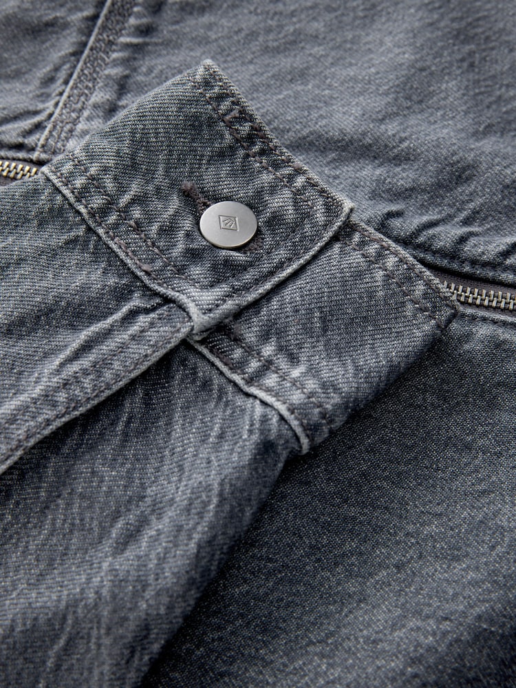 Black Denim Hooded Zip Through Jacket - Image 12 of 12