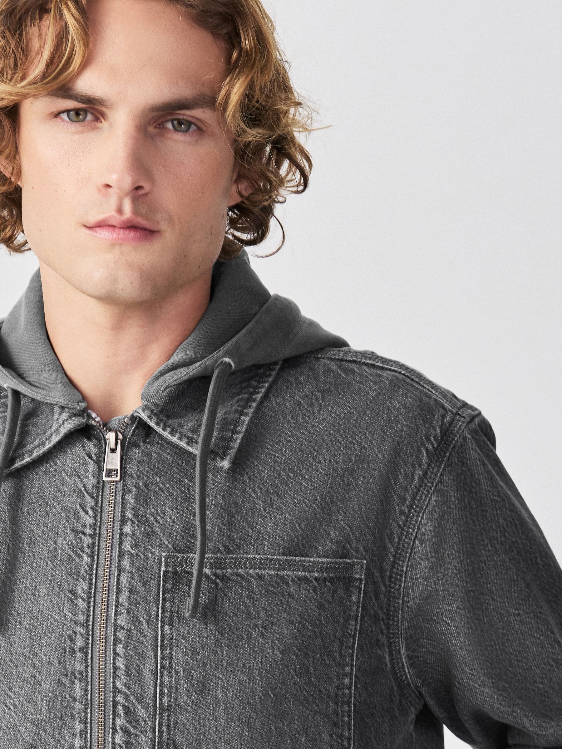 Buy Black Denim Hooded Zip Through Jacket from Next South Africa