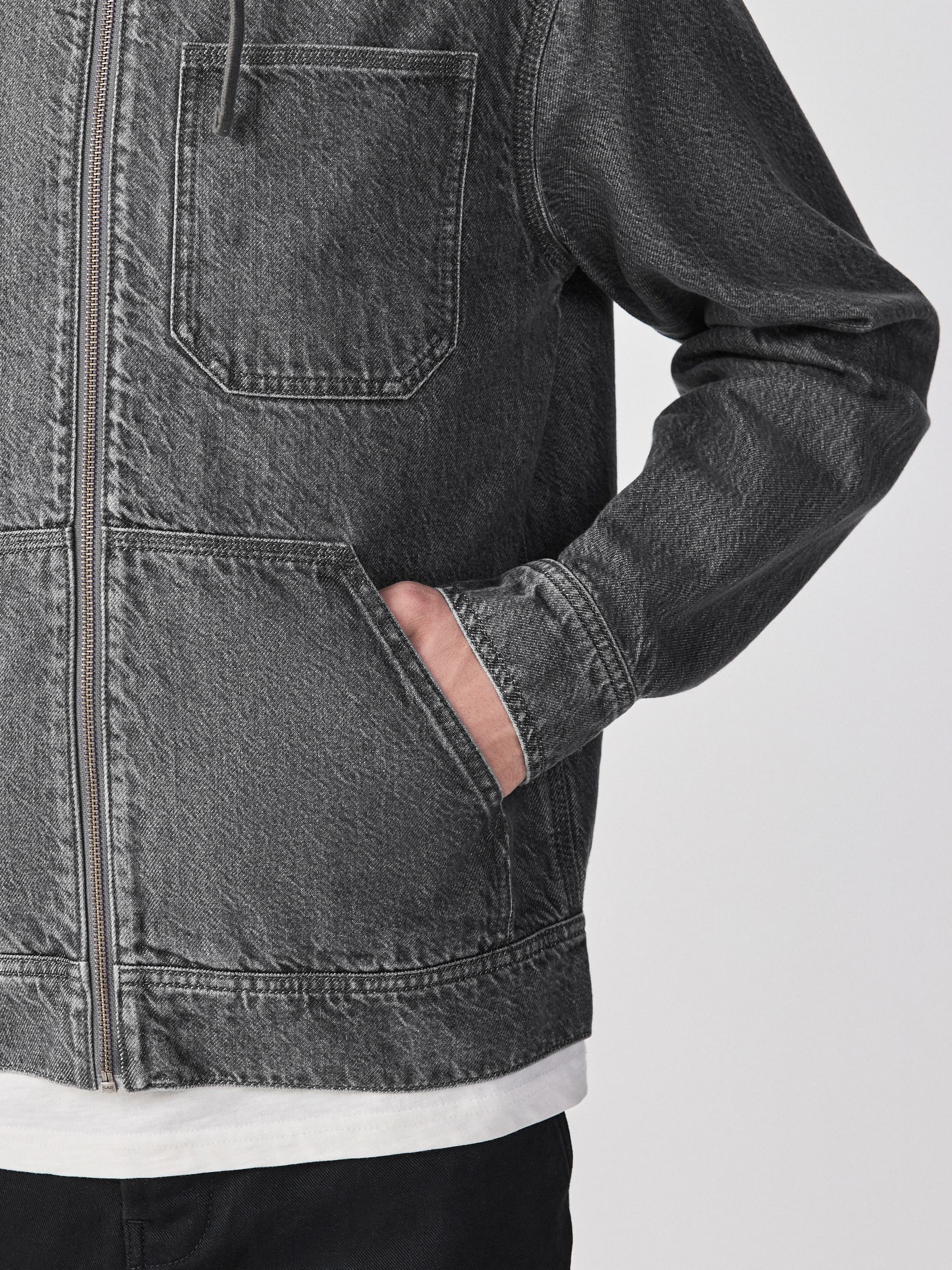 Denim Zip Up Hooded Jacket　BLACK FADE　S Buy Black Denim Hooded Zip Through Jacket from Next South Africa