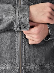 Black Denim Hooded Zip Through Jacket - Image 6 of 12