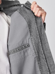 Black Denim Hooded Zip Through Jacket - Image 7 of 12