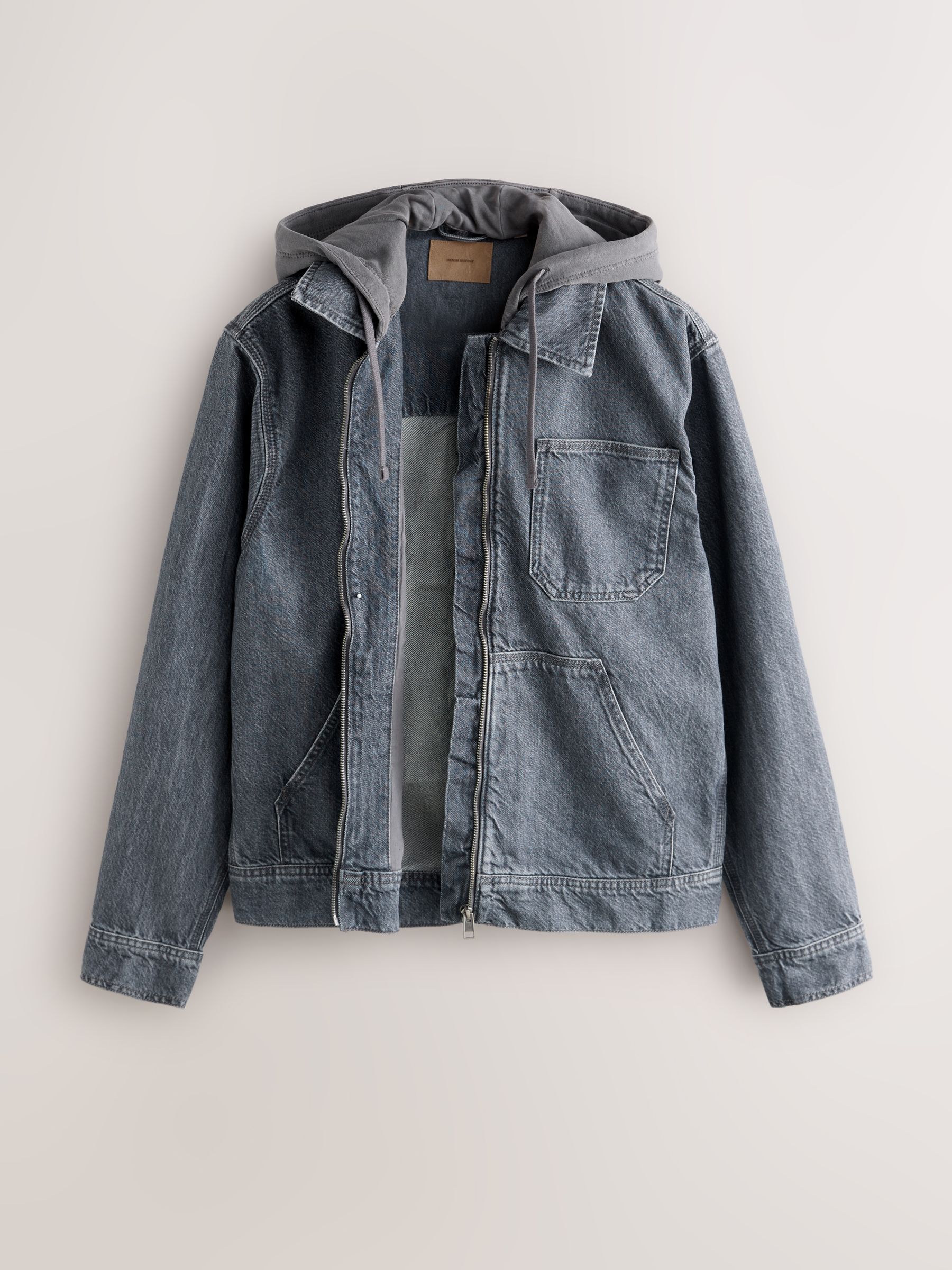 Buy Black Denim Hooded Zip Through Jacket from Next South Africa