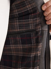 黃褐色棕色 - Leather Distressed Racer Jacket - 圖片 8/14