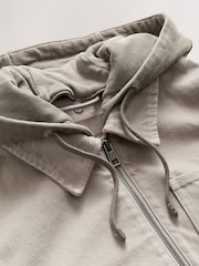 Stone Denim Hooded Zip Through Jacket - Image 10 of 12
