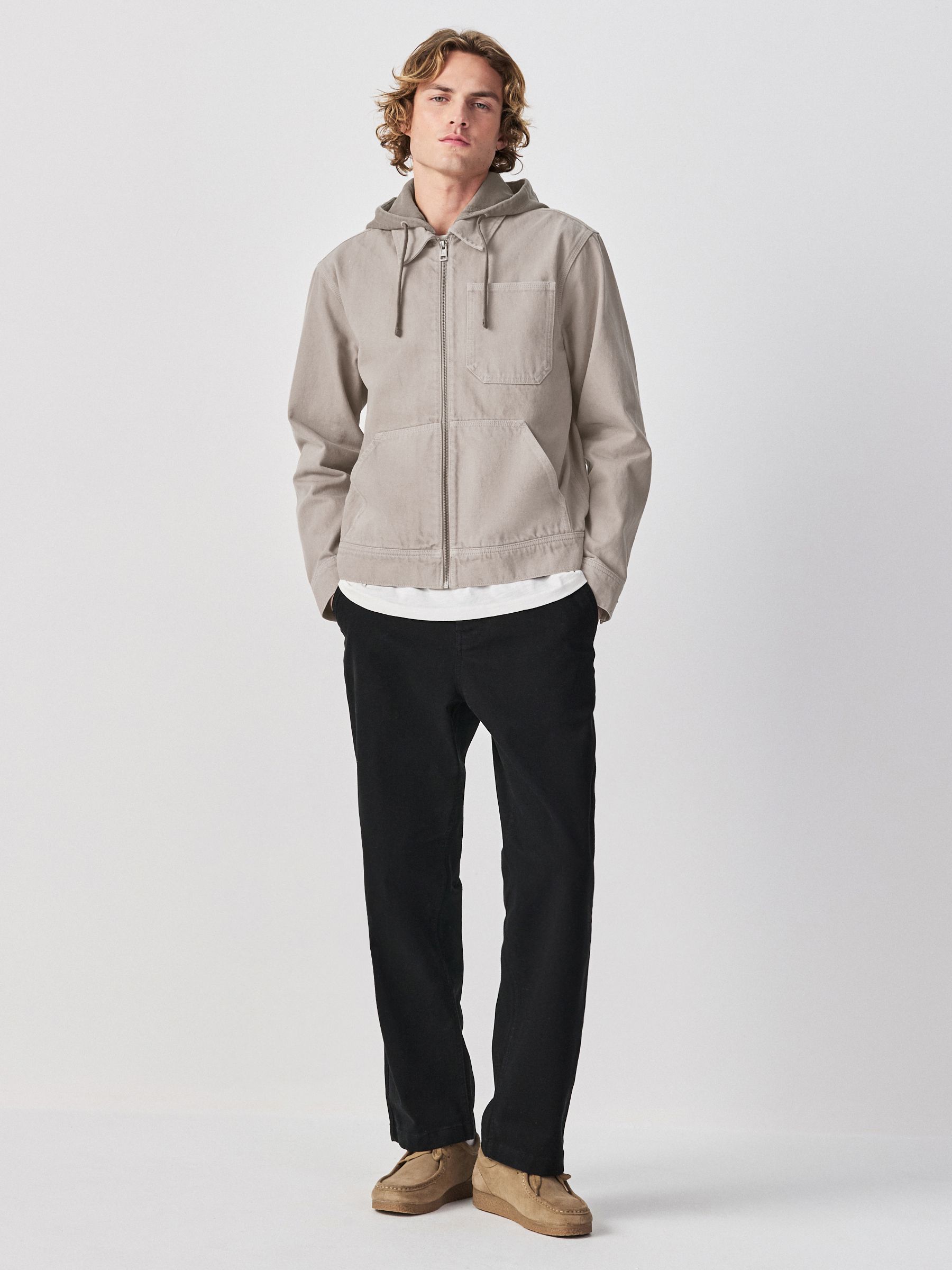 Buy Stone Denim Hooded Zip Through Jacket from Next USA