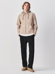 Stone Denim Hooded Zip Through Jacket - Image 2 of 7