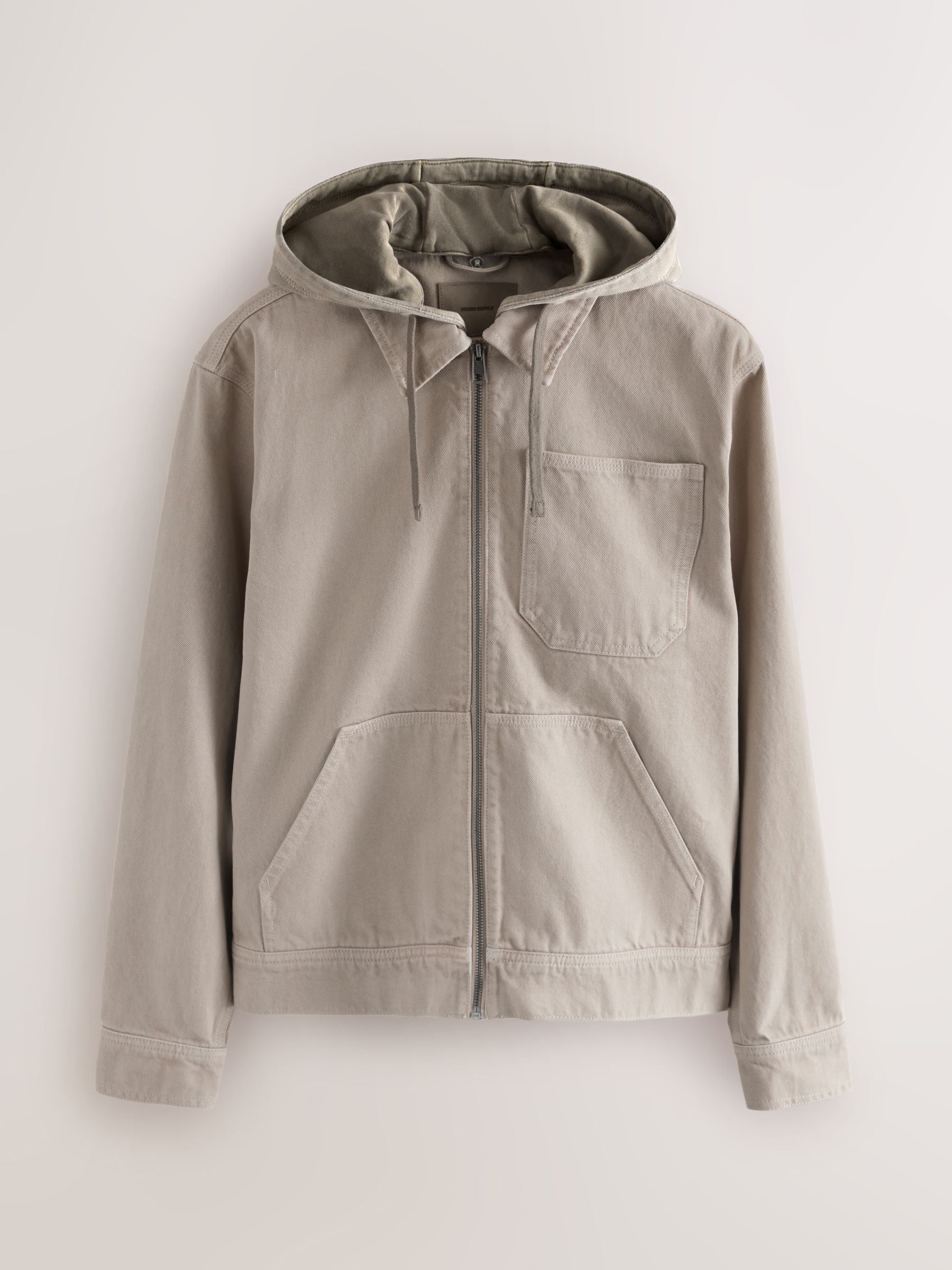 Buy Stone Denim Hooded Zip Through Jacket from Next Singapore