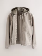 Stone Denim Hooded Zip Through Jacket - Image 9 of 12