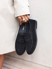 Preto - Linzi Belmont Suede Leather Ruched Loafers - Imagem 2 de 5