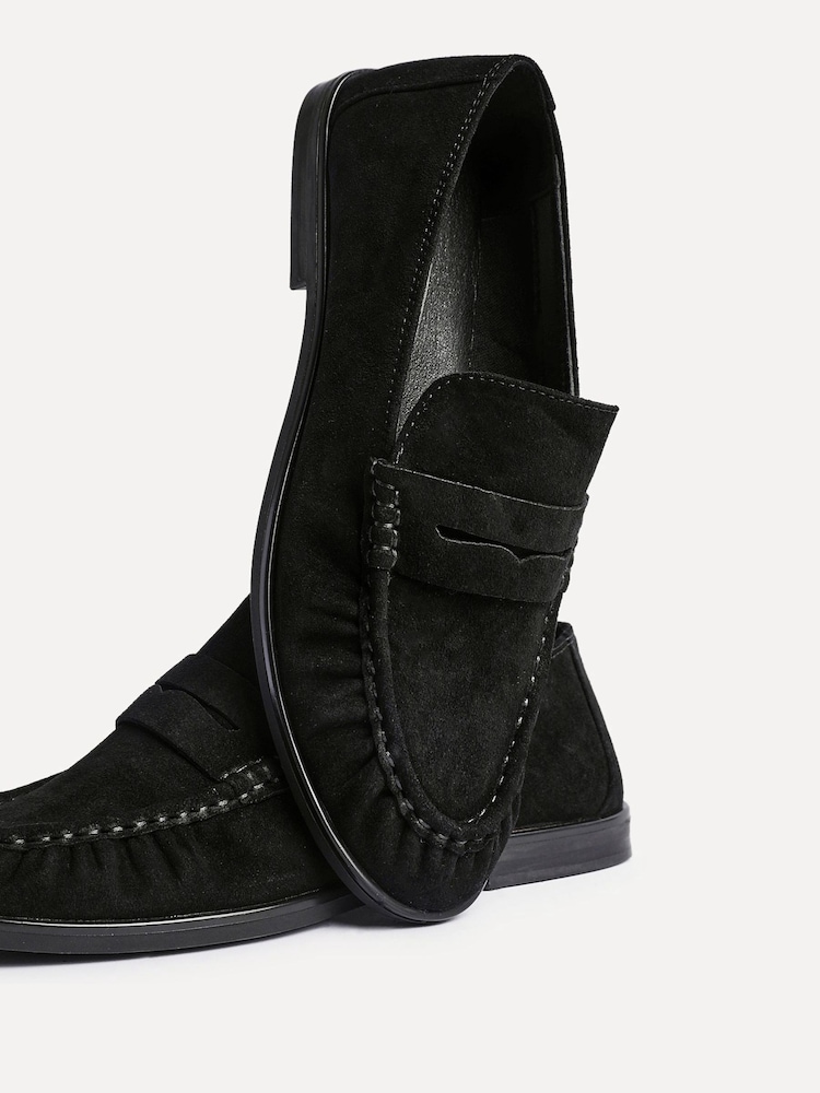 Linzi Black Belmont Suede Leather Ruched Loafers - Image 5 of 5 Linzi Black Belmont Suede Leather Ruched Loafers - Image 5 of 5