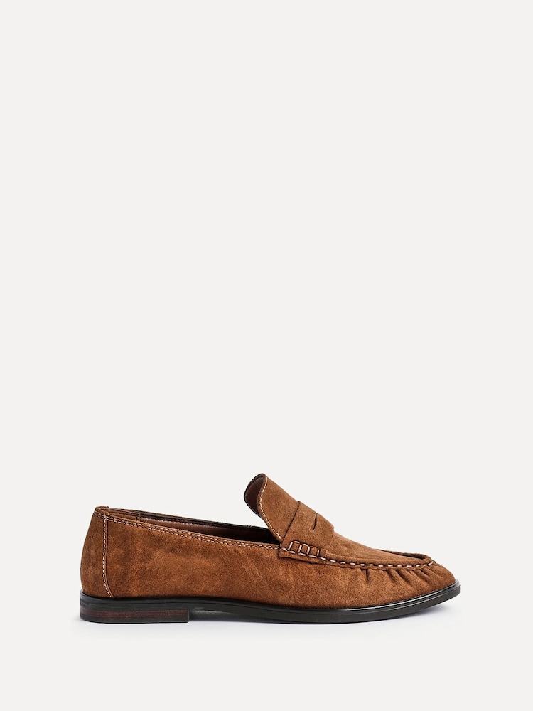 Linzi Dark Brown Belmont Suede Leather Ruched Loafers - Image 2 of 5 Linzi Dark Brown Belmont Suede Leather Ruched Loafers - Image 2 of 5